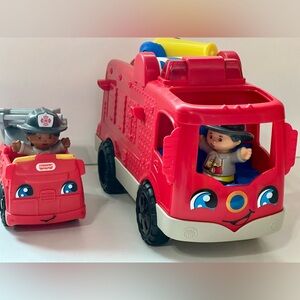 Fisher-Price 2-Little People & Helping Others Fire Truck Toy Lights & Sounds